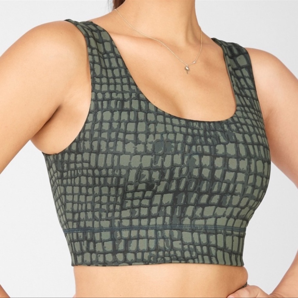 Fabletics Green Harlow Reversible Medium Impact Sports Bra